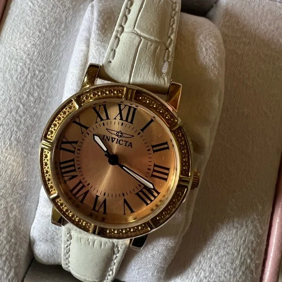 Women’s Invicta Watch - gold with white band Invicta Watch Womens 32mm Bolt Gold Tone White Rubber Band  main image 3